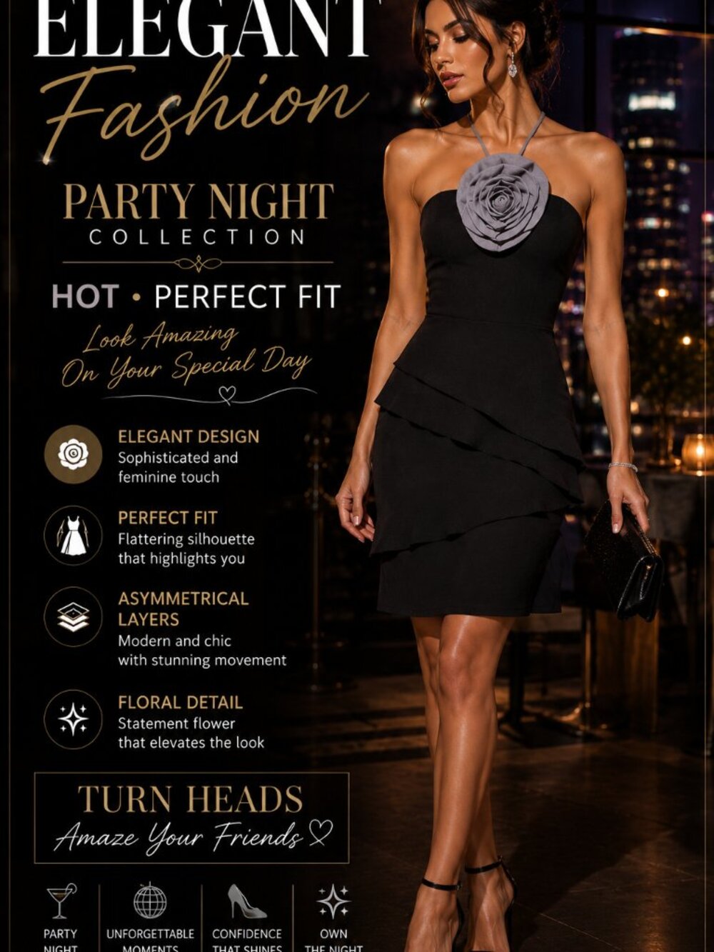 NWT- LIA KES NY-XS 0-black-Bust 31.5" Waist 24 ""Night in Black"